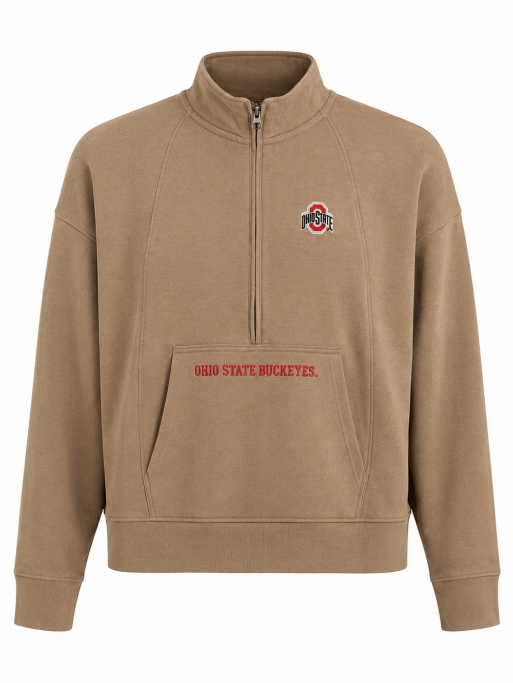 Ohio State Buckeyes Youth Medium 8/10 Quarter Zip Pullover Sweatshirt Tan NWT